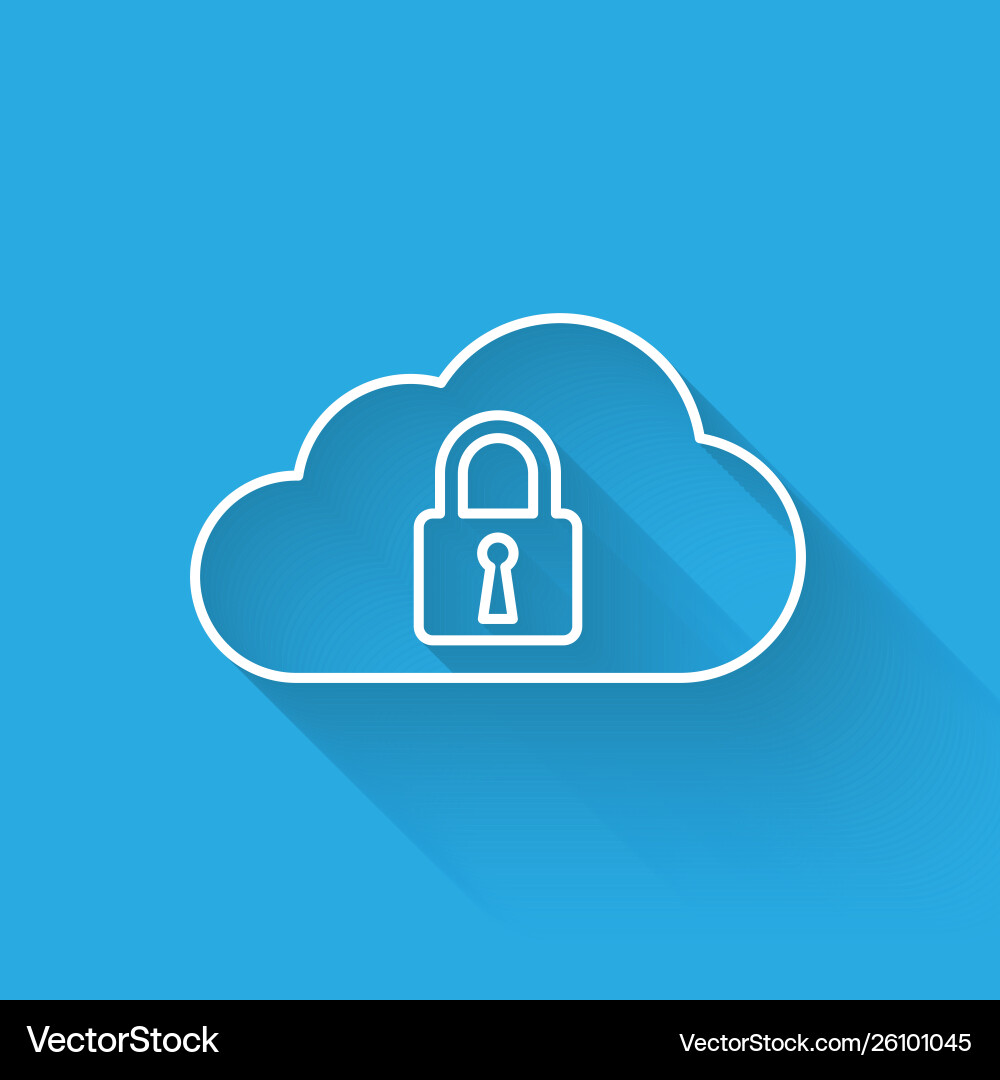 White cloud computing lock line icon isolated White cloud computing lock line icon isolated vector image