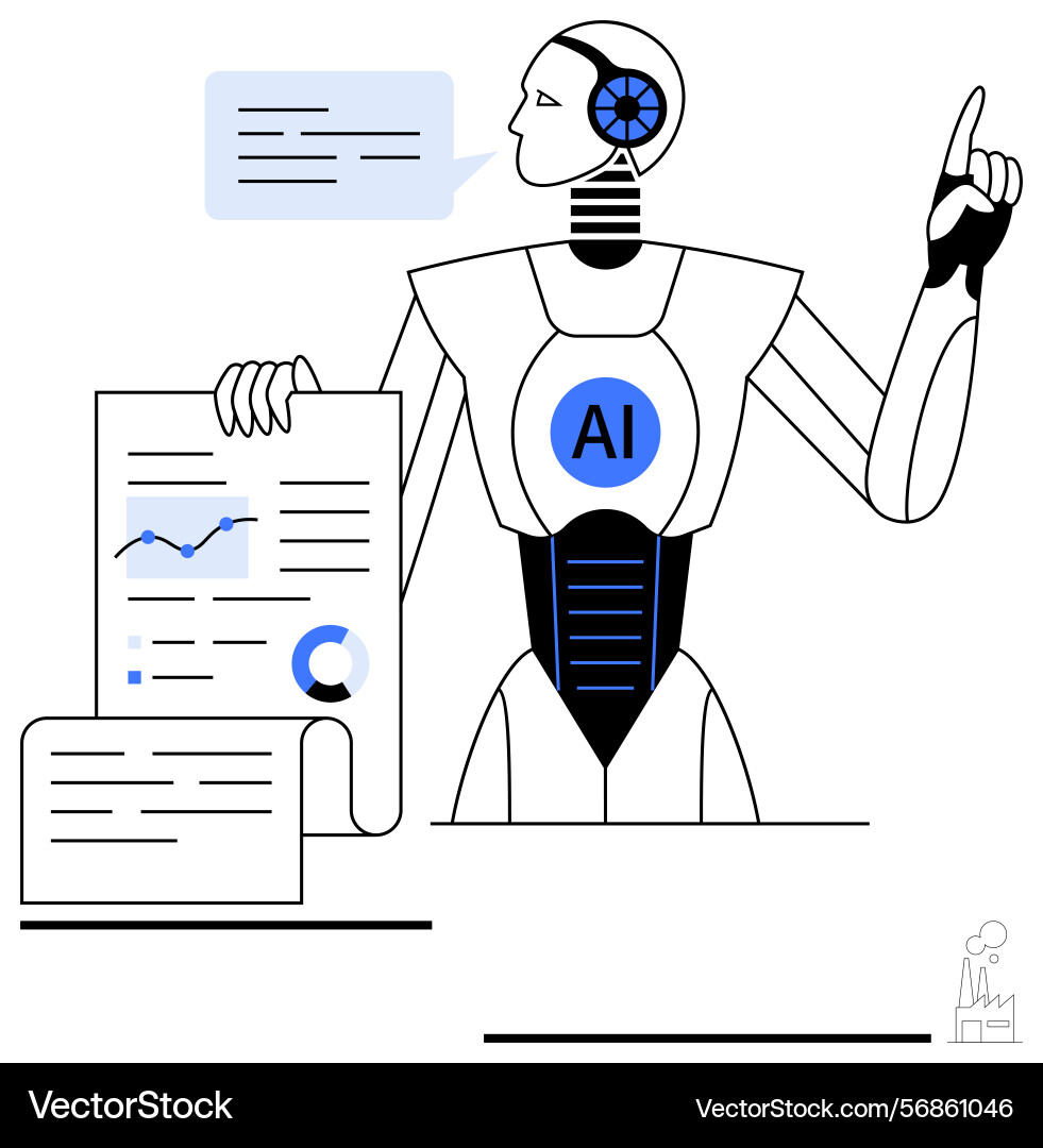 Ai-powered robot presenting data insights Ai-powered robot presenting data insights vector image