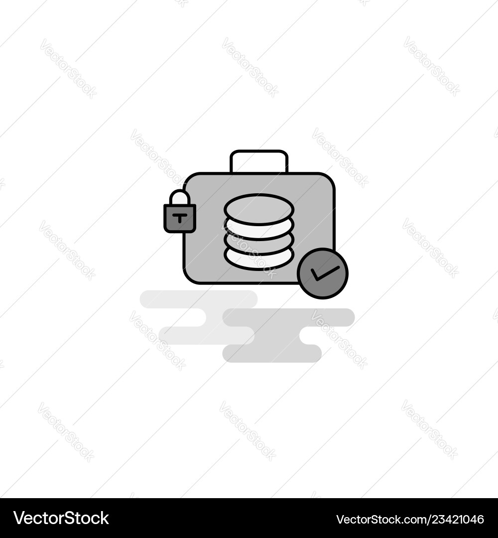 Database briefcase web icon flat line filled gray Vector Image