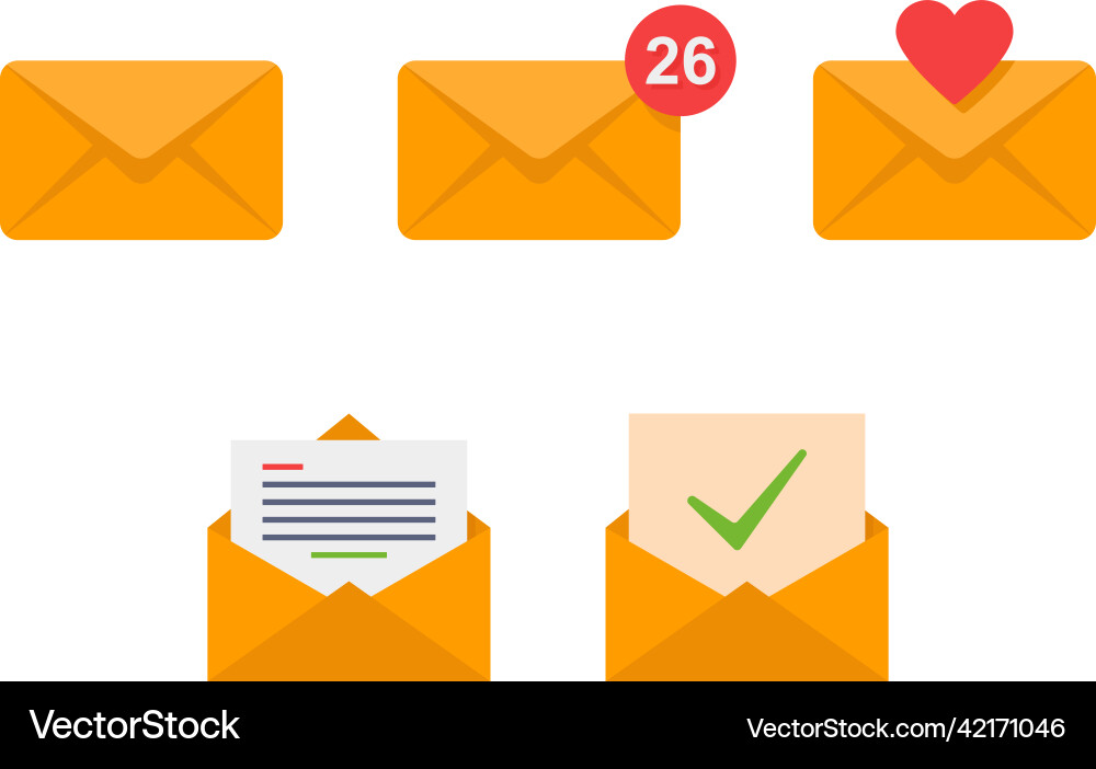 Different envelopes office document or message vector image