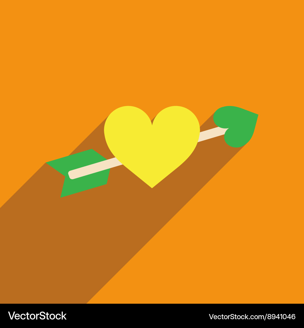 Flat web icon with long shadow arrow heart vector image