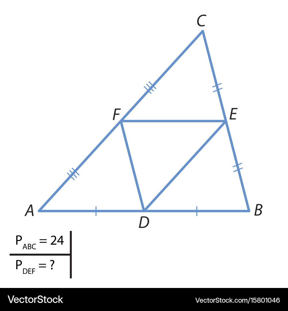 Midpoint Triangle Perimeter Problem Vector Image