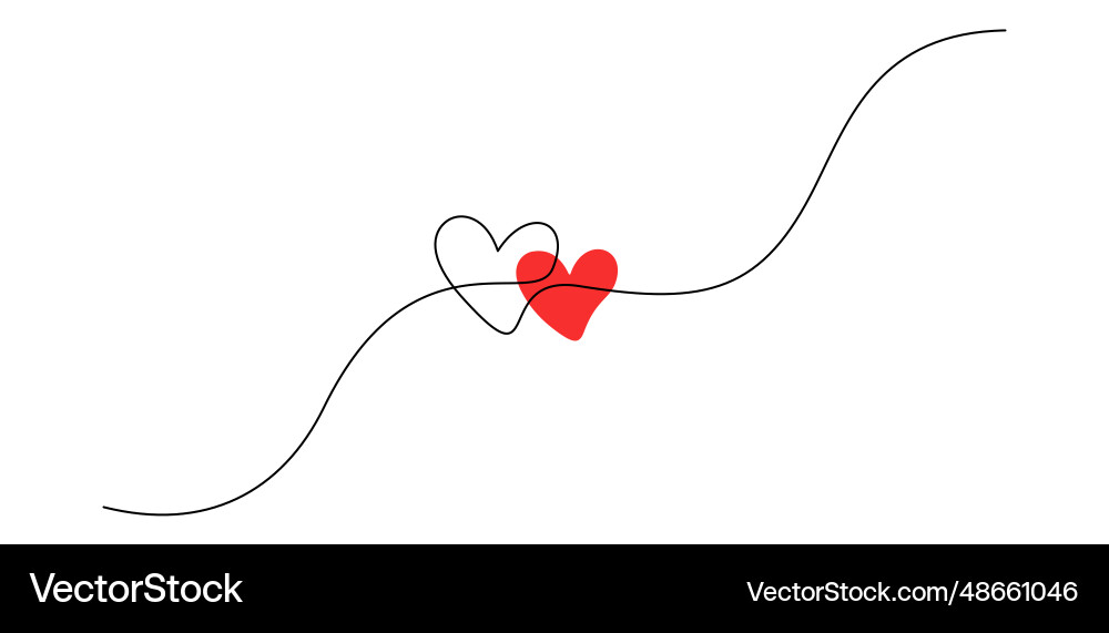 One continuous drawing of heart and color shape One continuous drawing of heart and color shape vector image