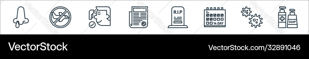 Pandemic line icons linear set quality Vector Image