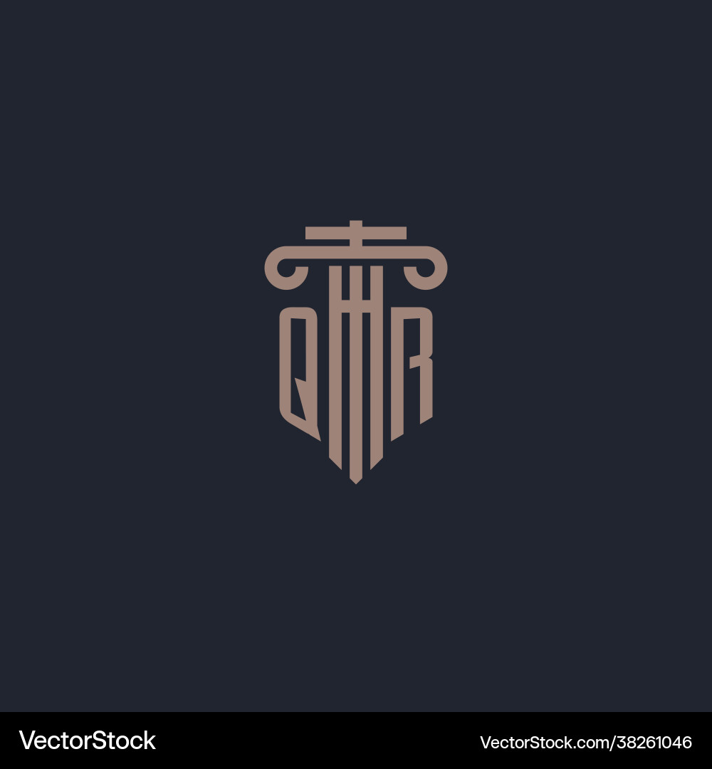 Qr initial logo monogram with pillar style design vector image
