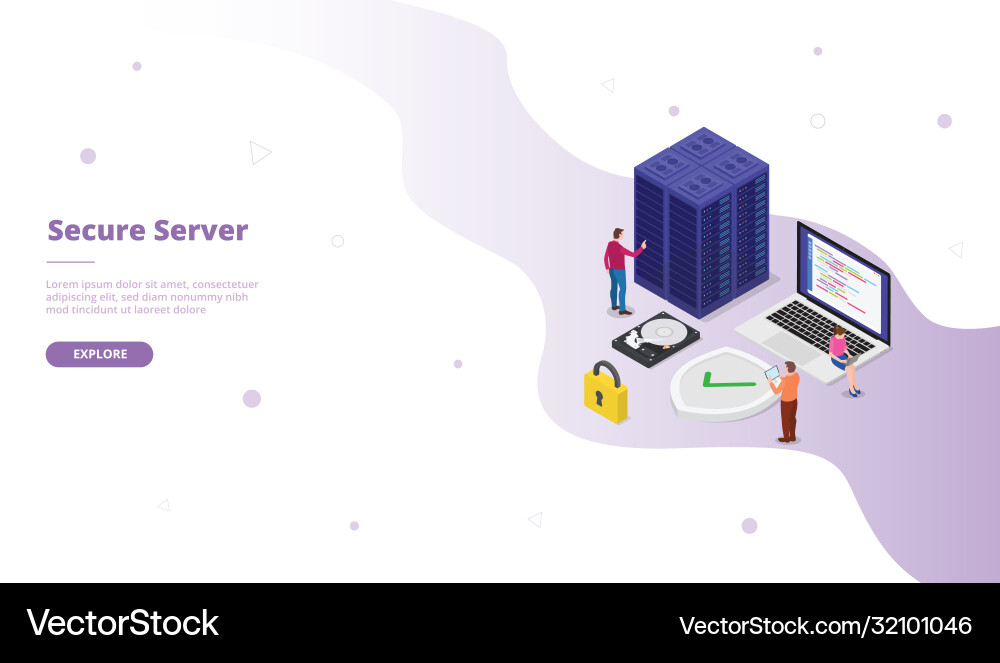 Secure server campaign for web website template Secure server campaign for web website template vector image