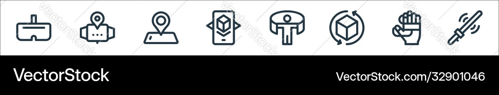 Virtual reality line icons linear set quality Virtual reality line icons linear set quality vector image