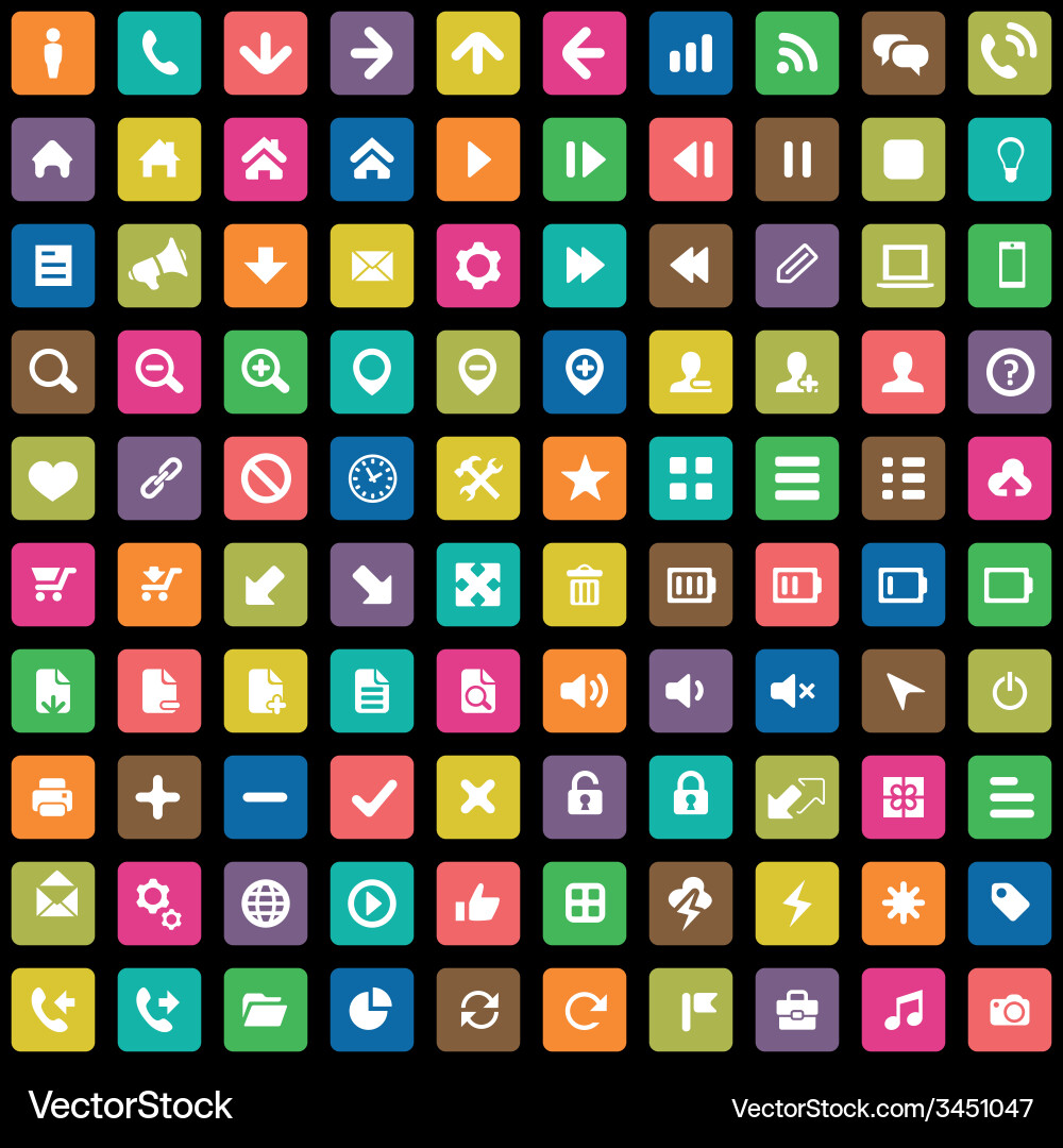 100 ui icons for web and mobile Vector Image