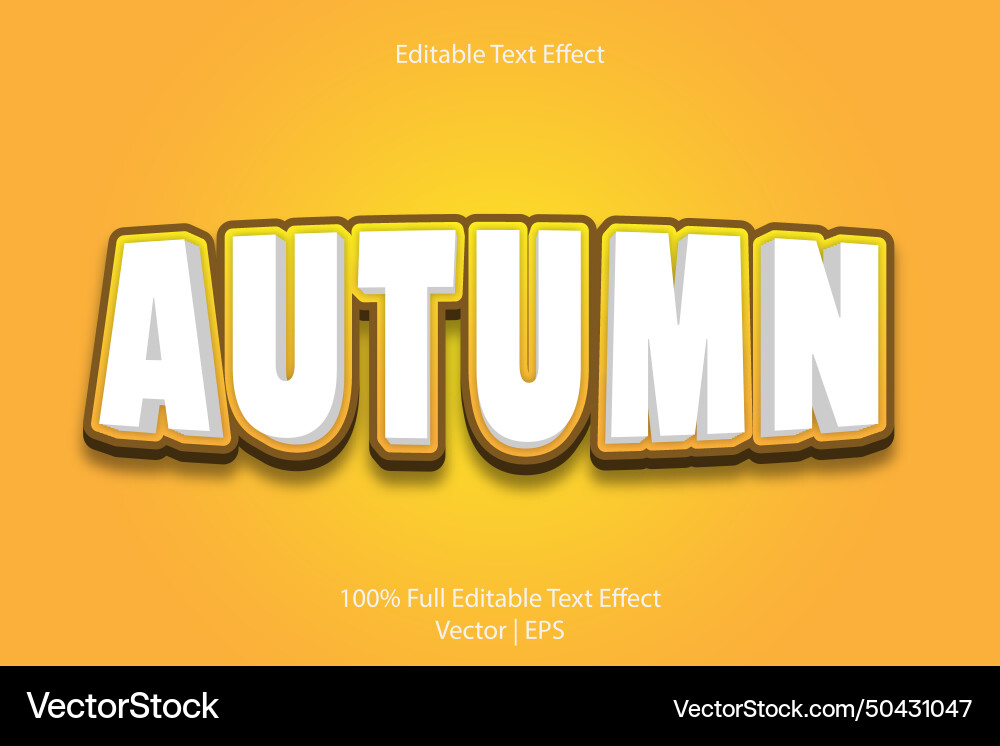 Autumn editable text effect 3 dimension emboss Autumn editable text effect 3 dimension emboss vector image