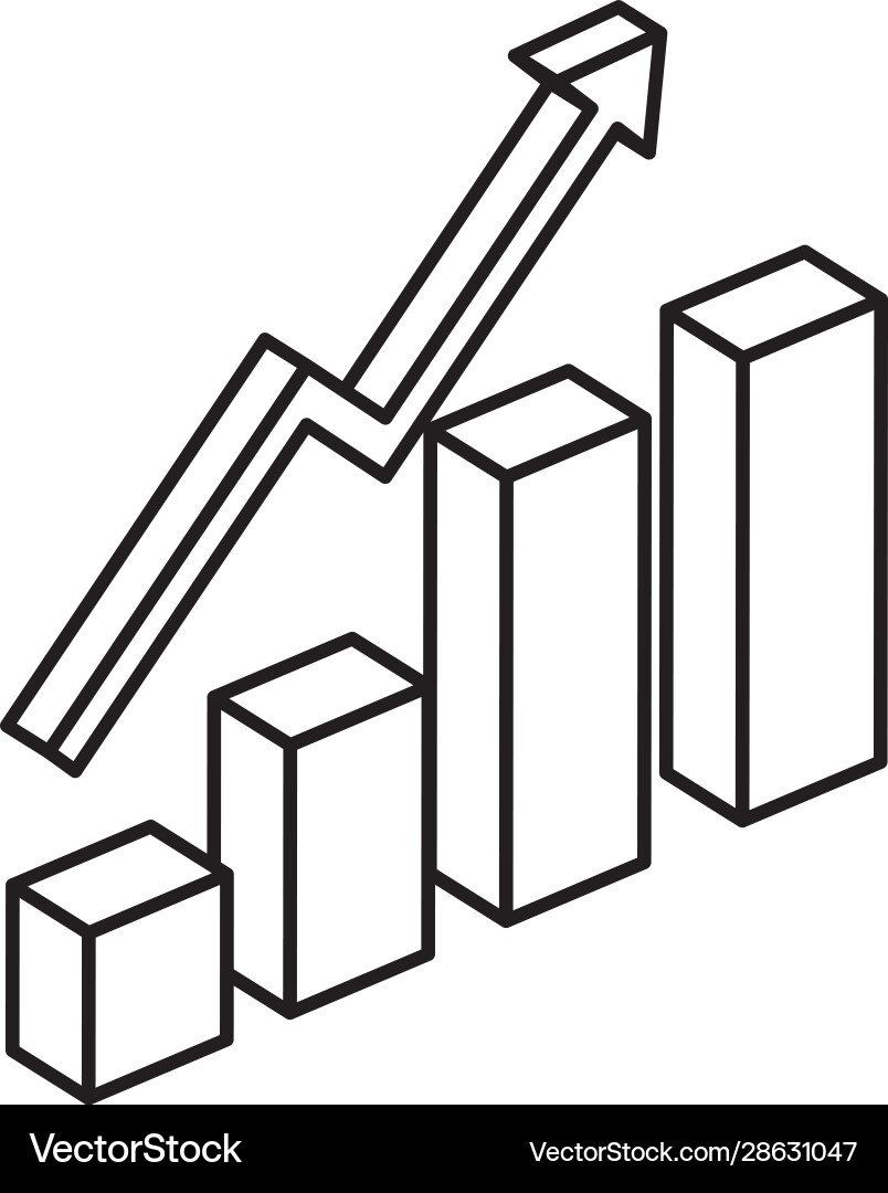 Bars statistical graph with arrow up line style Bars statistical graph with arrow up line style vector image