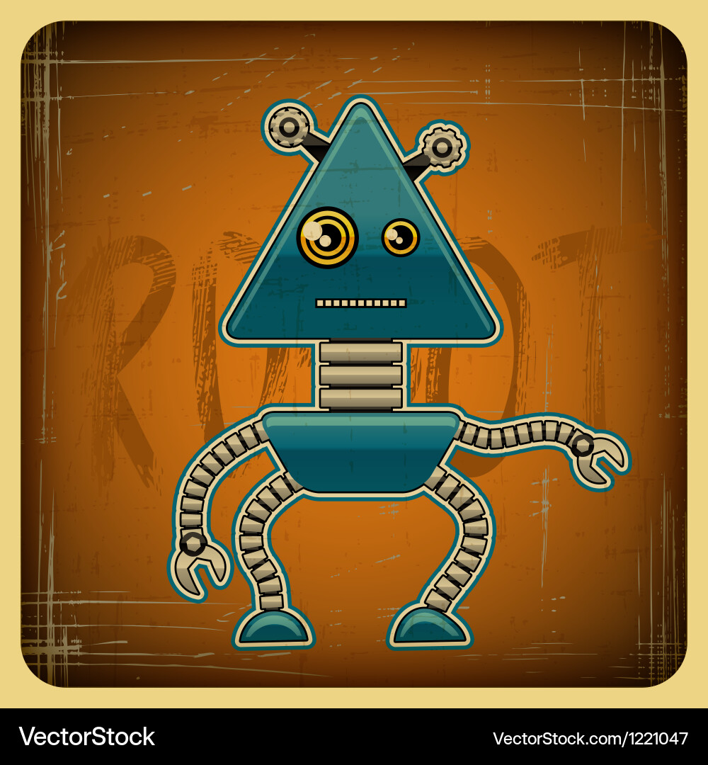 Card in retro style with the robot vector image