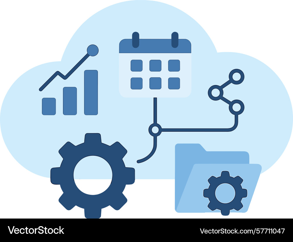Cloud computing system showing calendar data Cloud computing system showing calendar data vector image