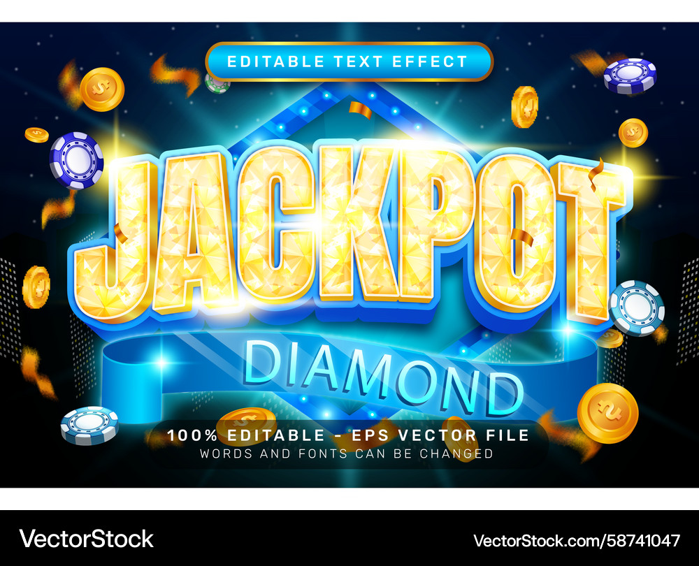 Jackpot 3d text effect and editable text effect Vector Image