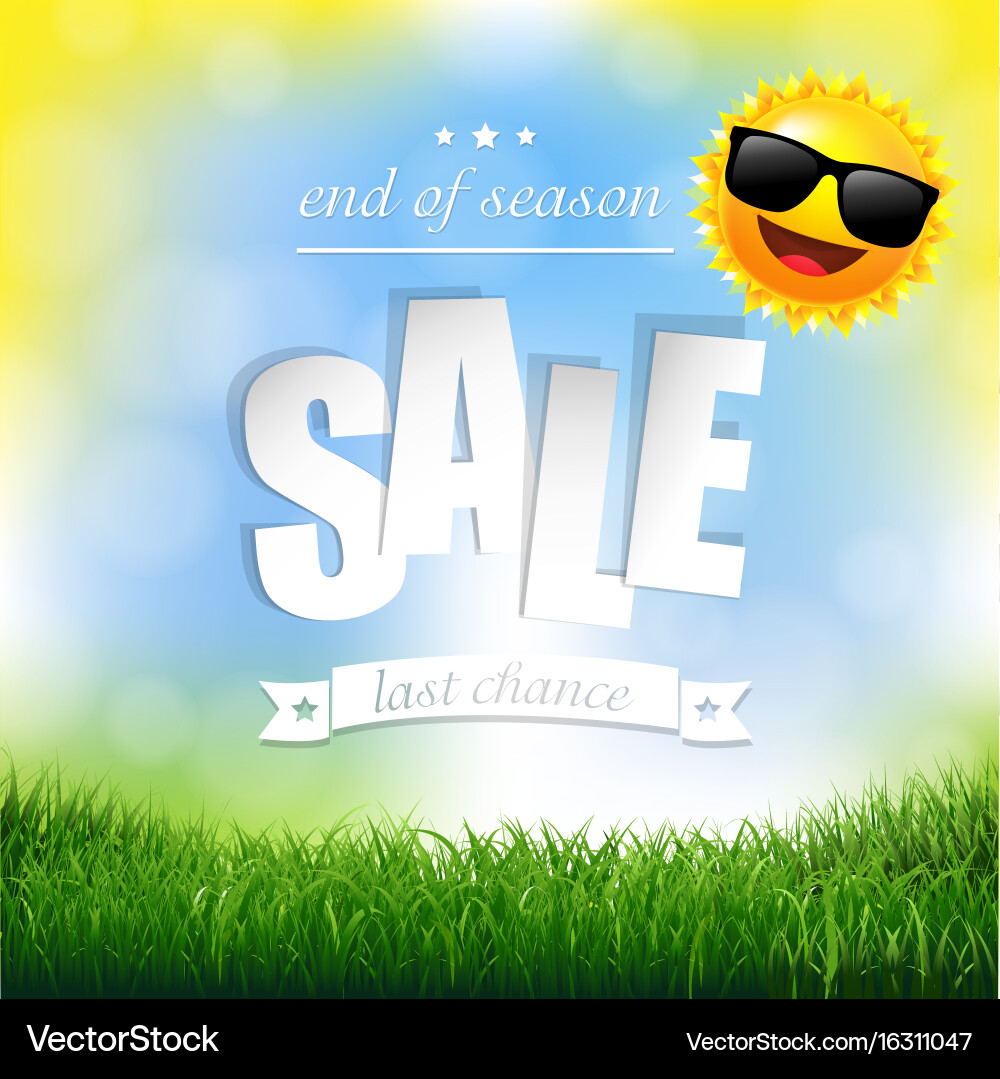 Lawn Sale Banner with Sunshine Vector Image