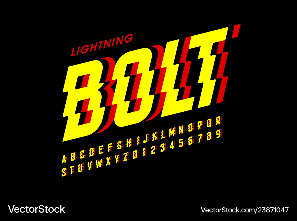 Lightning bolt style font Lightning bolt style font vector image