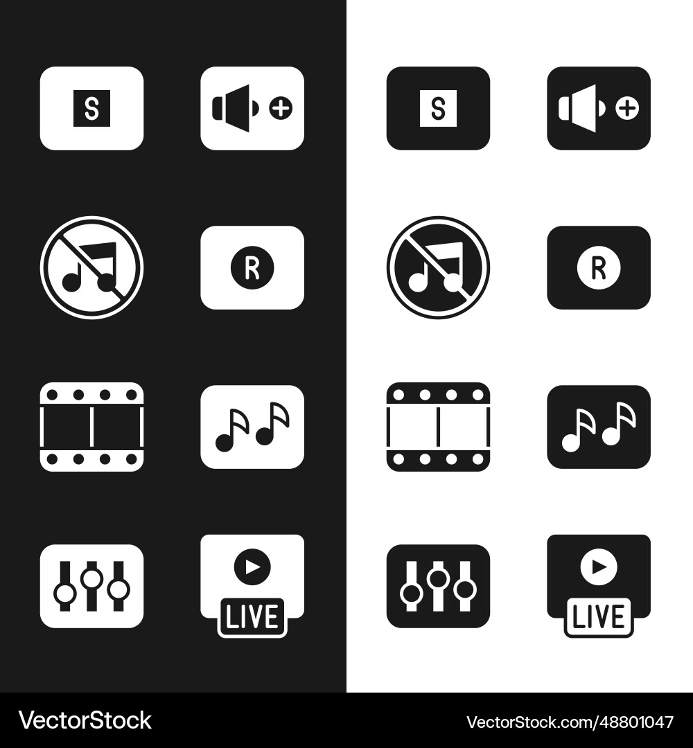 Set record button speaker mute stop media Set record button speaker mute stop media vector image