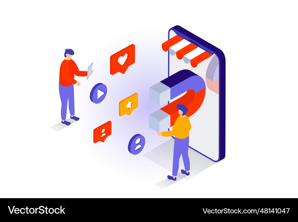 Social media concept in 3d isometric design Social media concept in 3d isometric design vector image