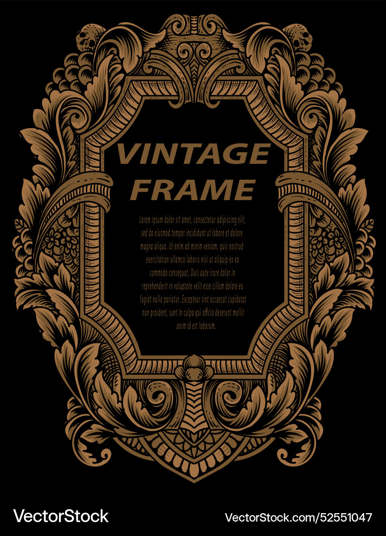 Vintage frames in baroque antique style engraving Vintage frames in baroque antique style engraving vector image