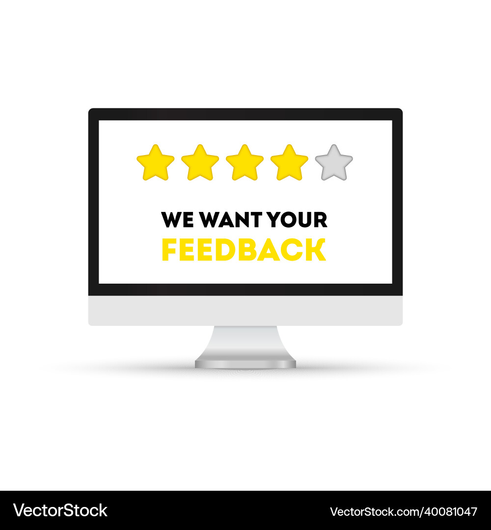Website with five stars and computer screen Website with five stars and computer screen vector image
