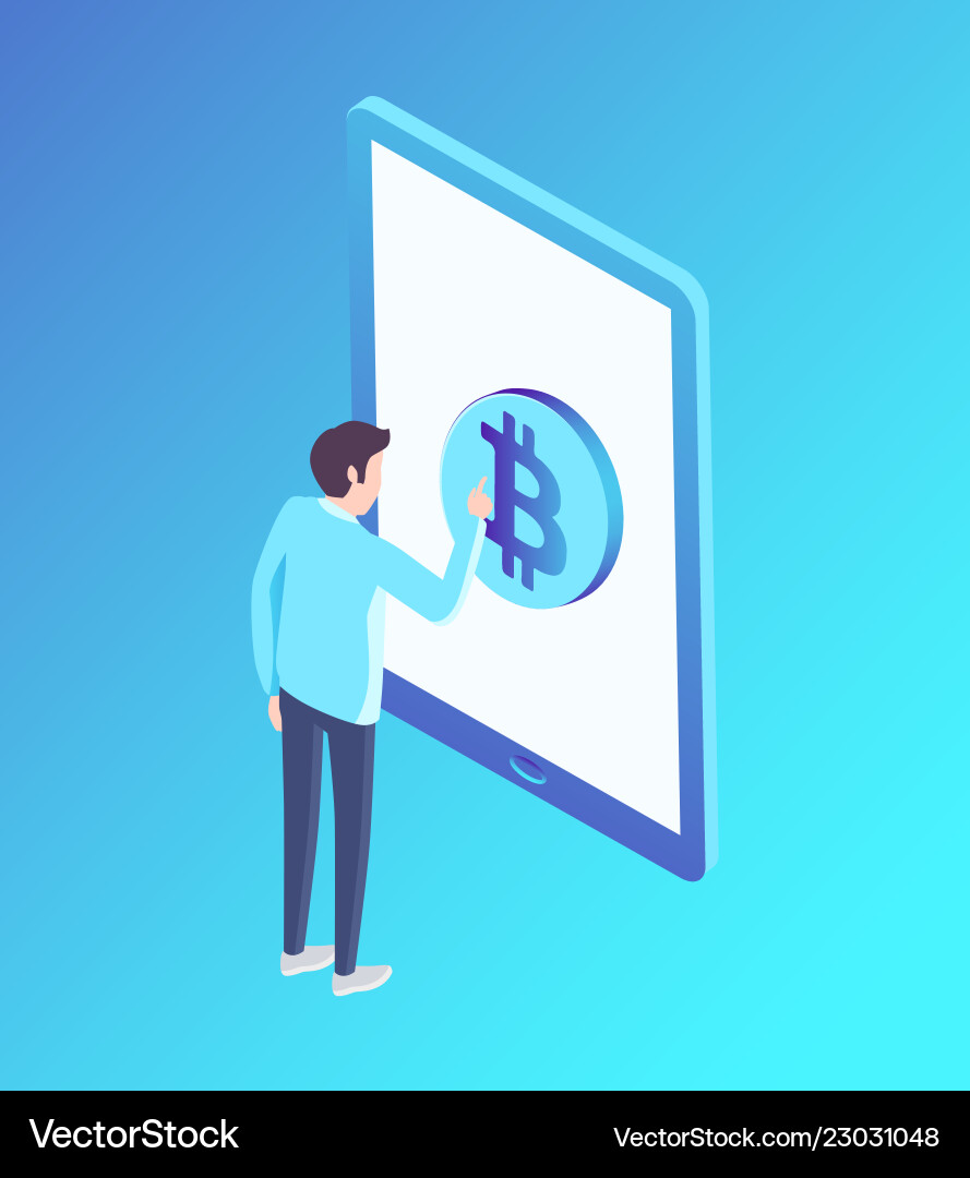 Bitcoin rounded shape screen Bitcoin rounded shape screen Vector Image