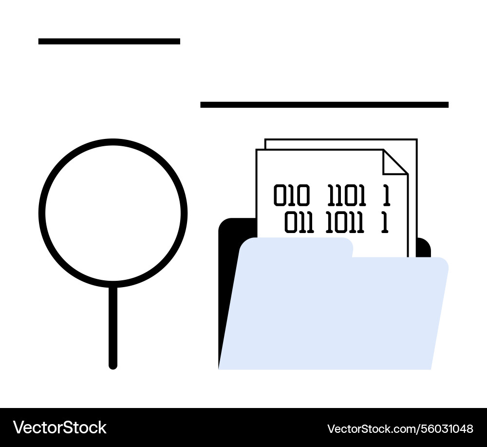 Digital data search with binary code documents Digital data search with binary code documents vector image