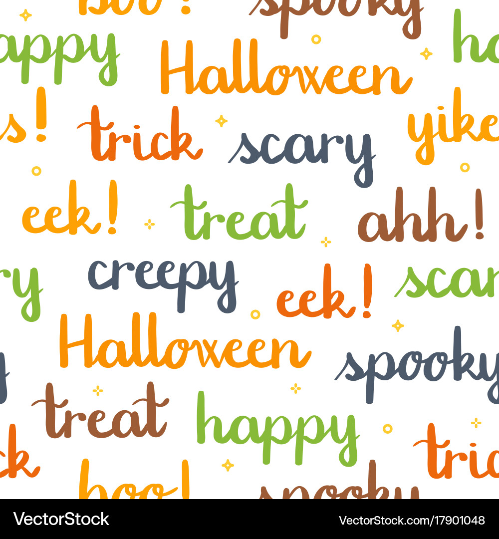 Halloween Words Seamless Pattern Vector Image