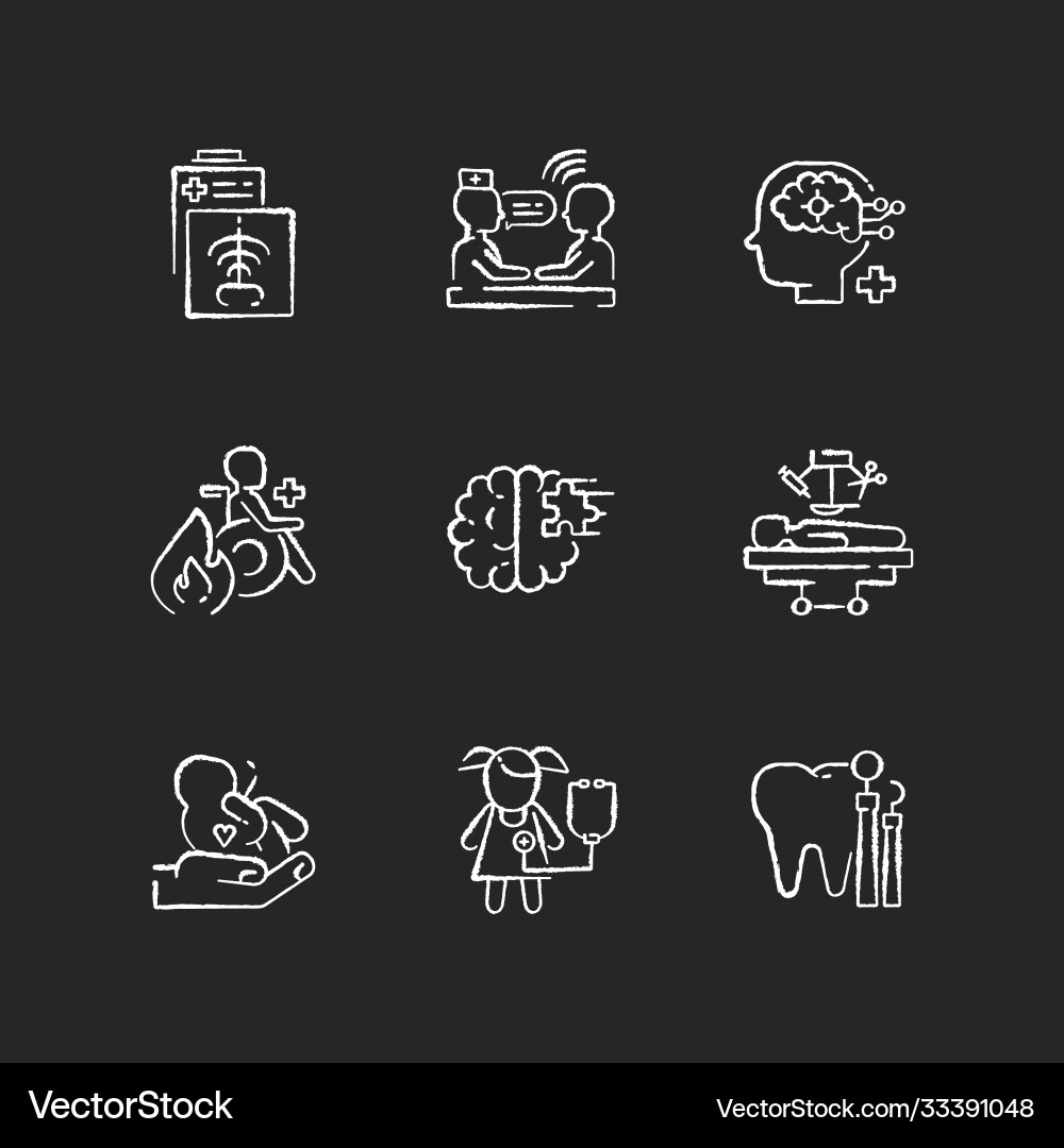 Healthcare Dienstleistungen Kreide weißen Icons Set Healthcare Dienstleistungen Kreide weißen Icons Set vektorbild
