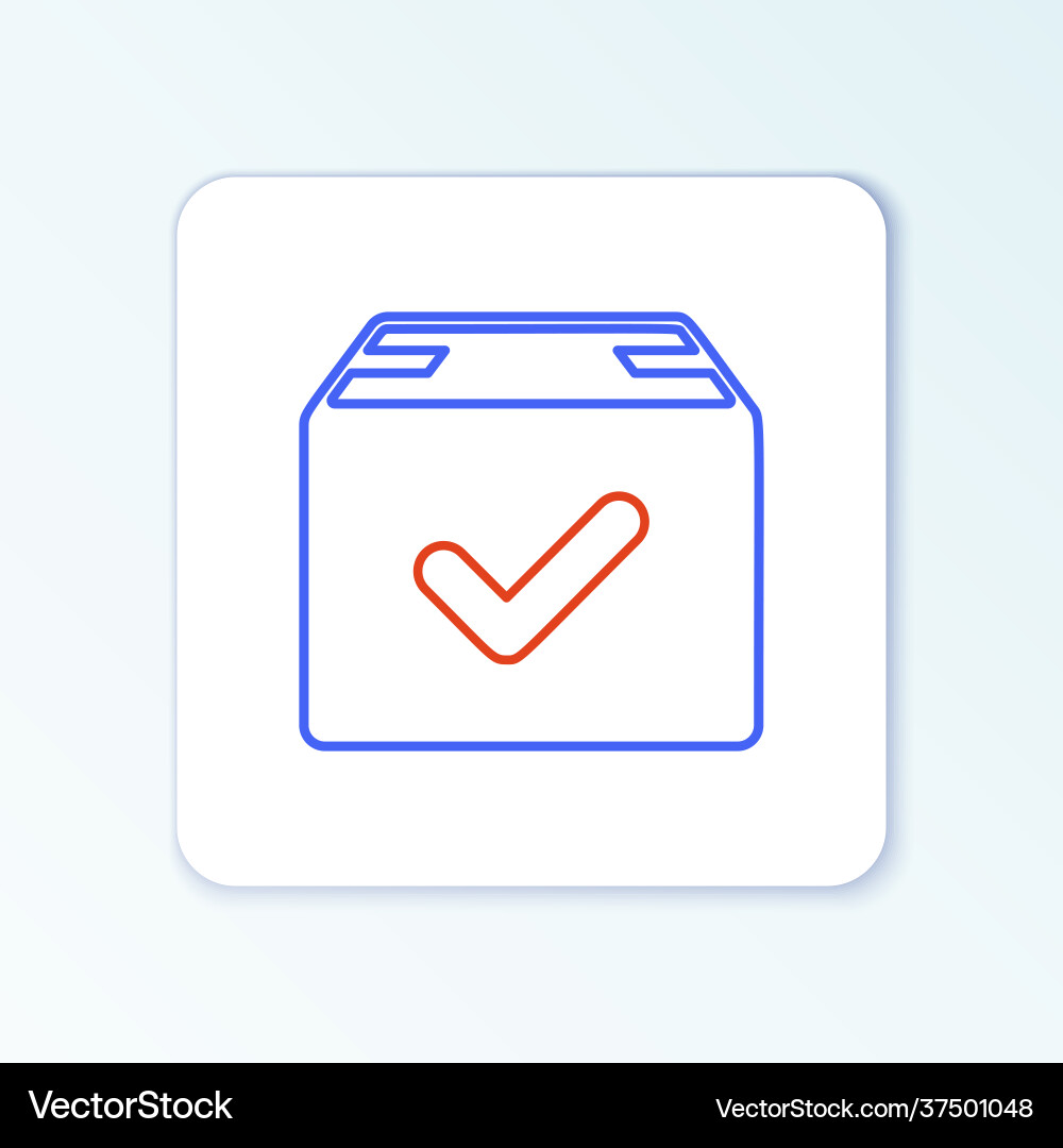 Line package box with check mark icon isolated Vector Image