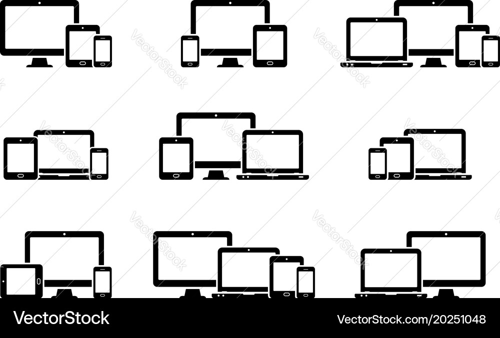 Mobile & Screen Icons - Responsive Web Vector Image