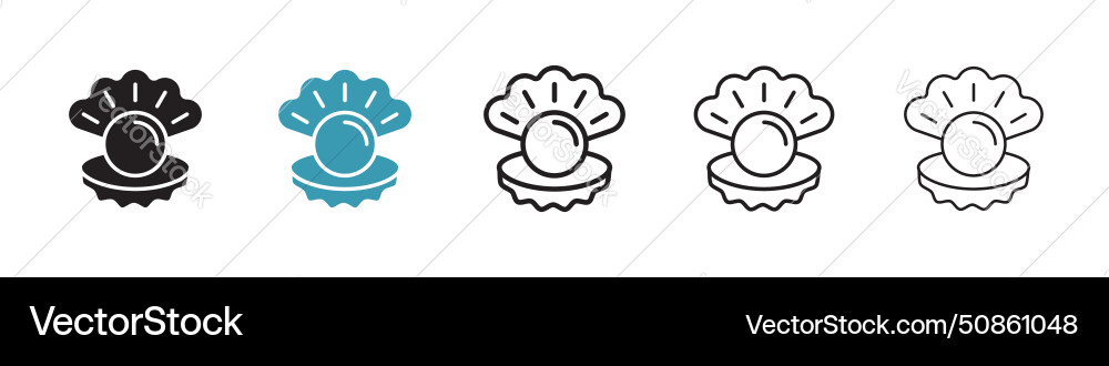 Pearl in the open shell icon set seashell Vector Image