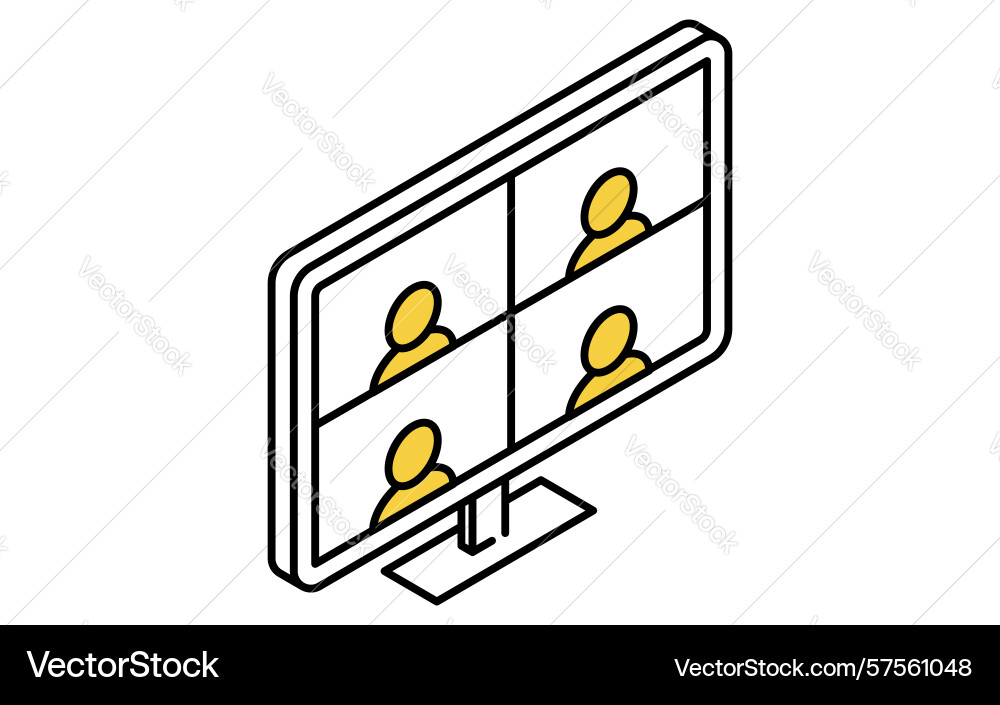 Remote meeting and network connection isometric Vector Image
