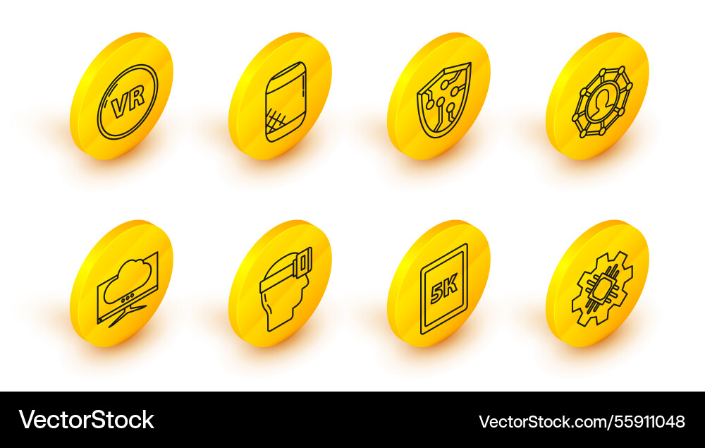 Set line processor tablet with text 5k virtual Set line processor tablet with text 5k virtual vector image