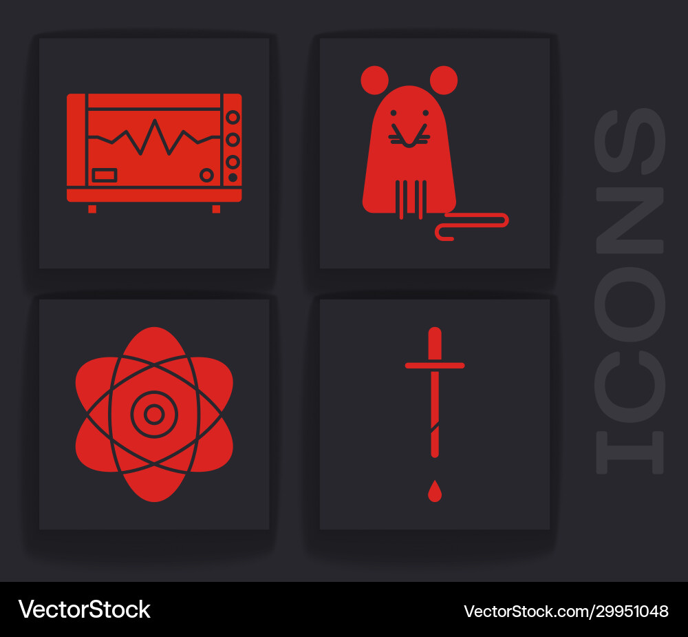 Set pipette computer monitor with cardiogram rat Set pipette computer monitor with cardiogram rat Vector Image