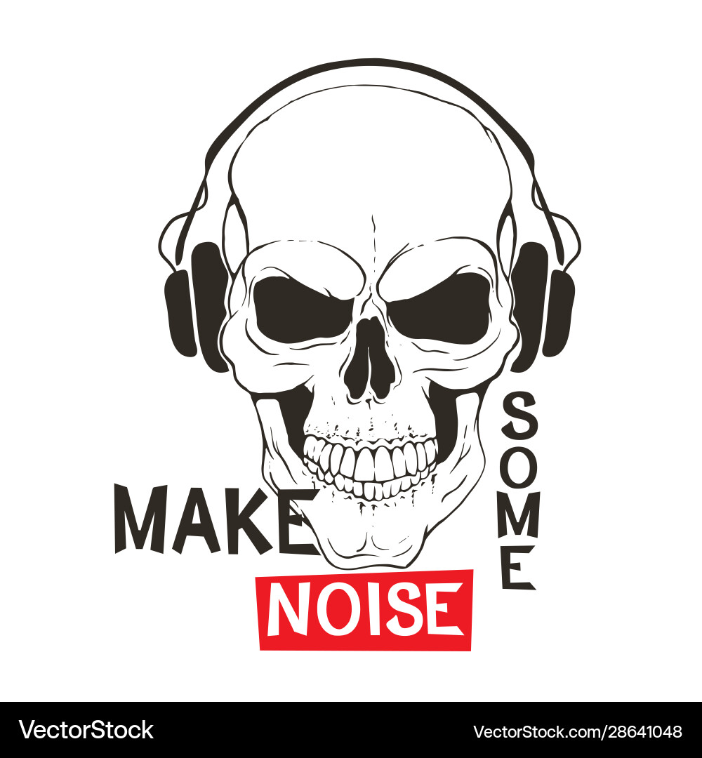 Skull with Headphones - Music Vibes vector image