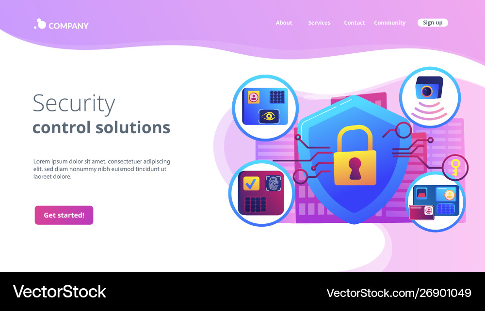 Access control system concept landing page Access control system concept landing page vector image