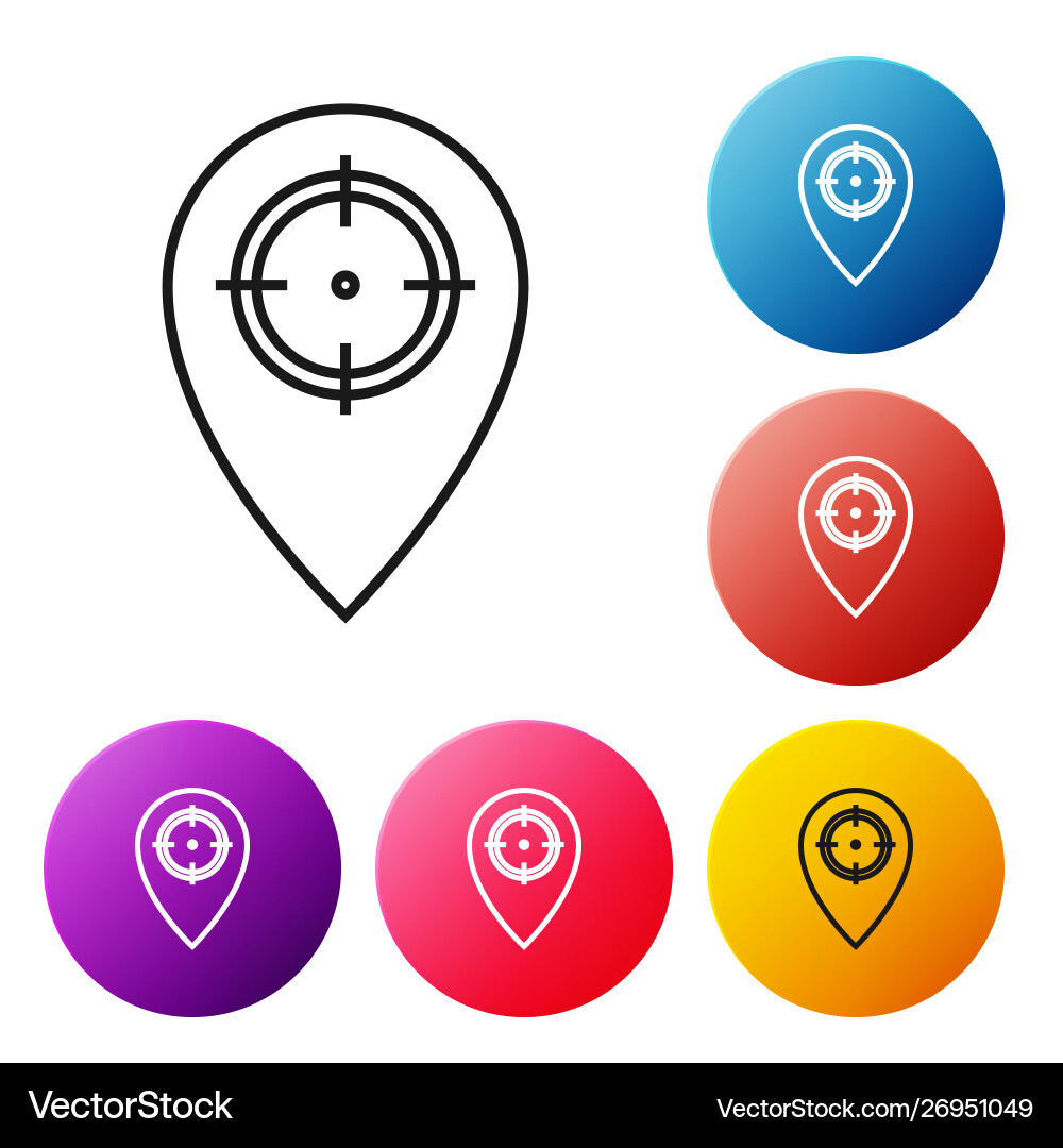 Black line hunt place icon isolated on white Black line hunt place icon isolated on white vector image