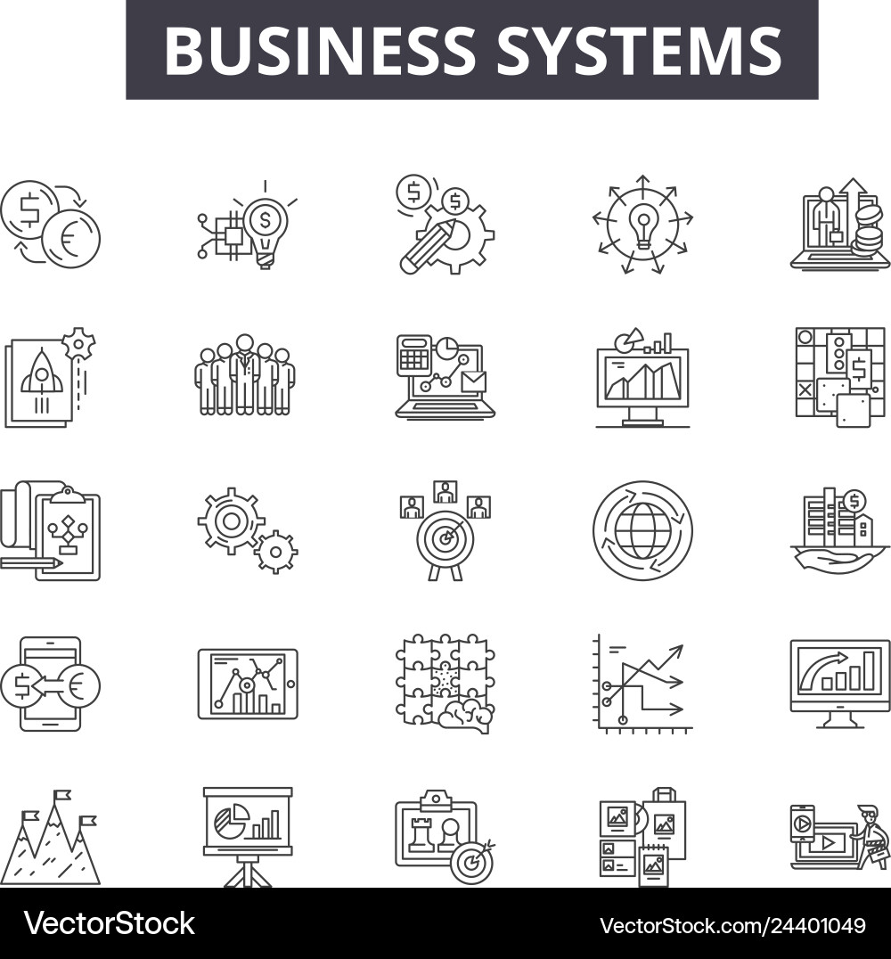 Business systems line icons for web and mobile Business systems line icons for web and mobile vector image