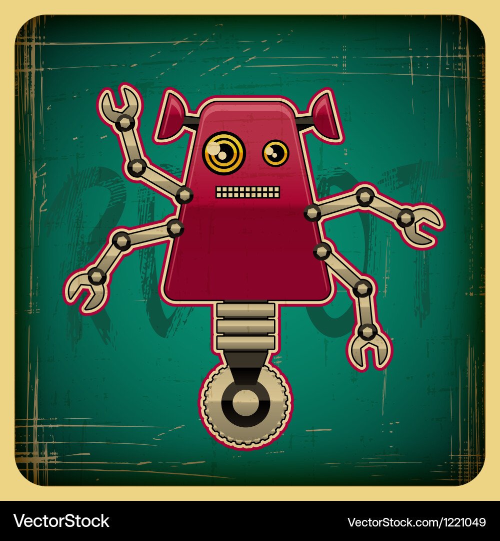 Card in retro style with the robot vector image
