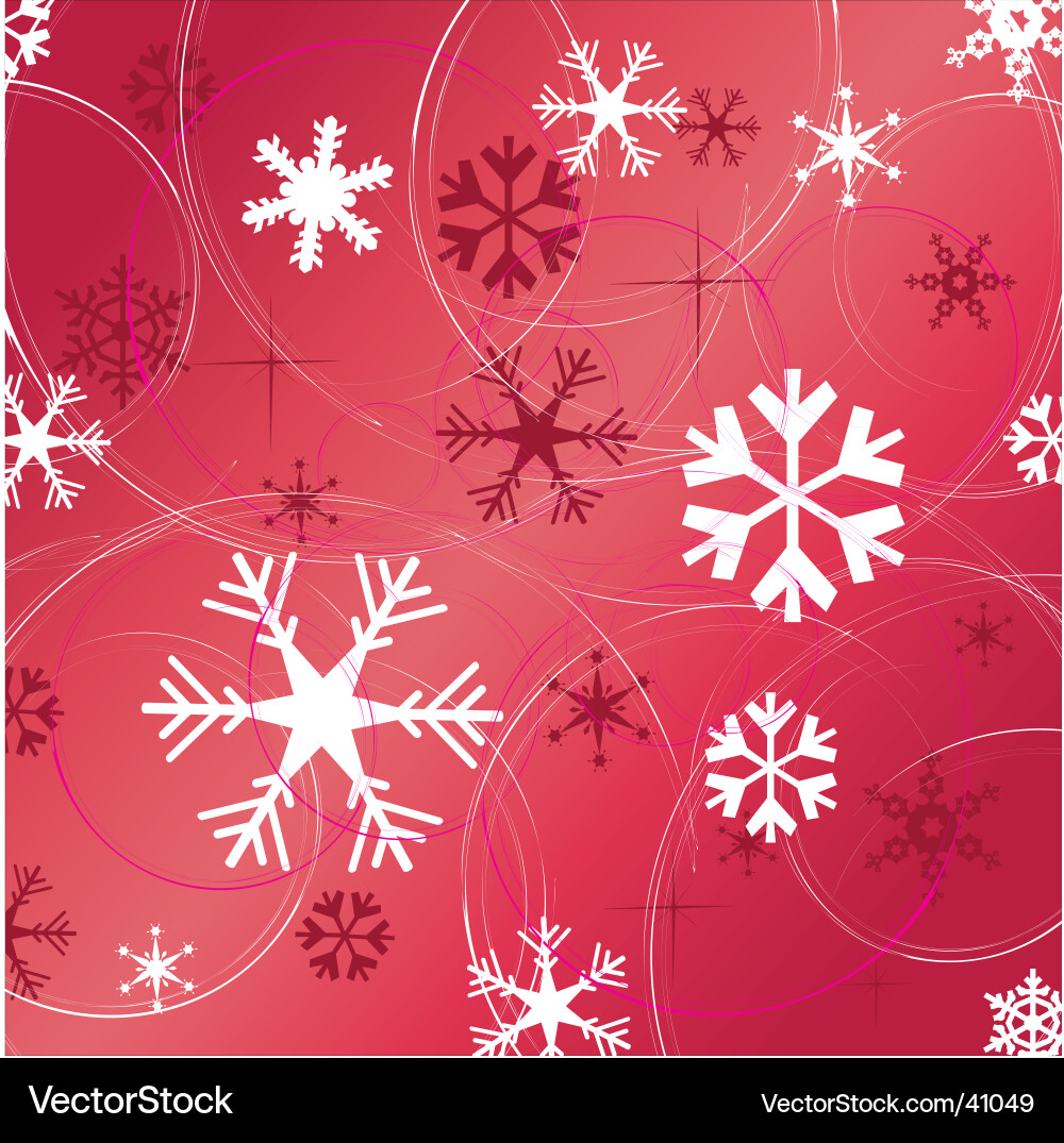 Christmas Snowflakes Red Card Vector Image