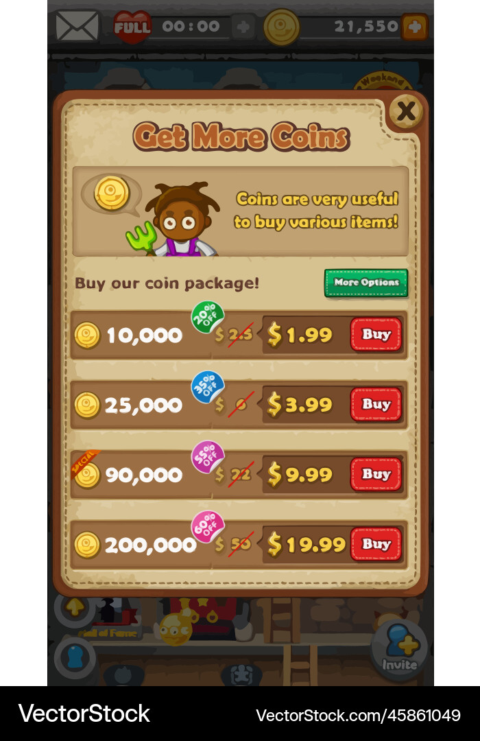 Complete set of level button game ui pop-up icon Vector Image