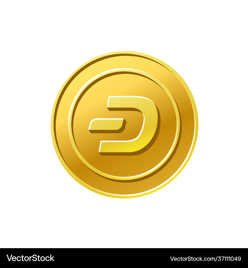 Dash crypto currency golden coin icon – Royalty-Free Vector | VectorStock