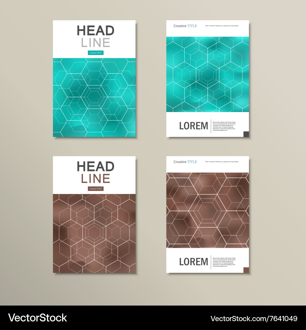 Geometric hexagon pattern design set Vector Image