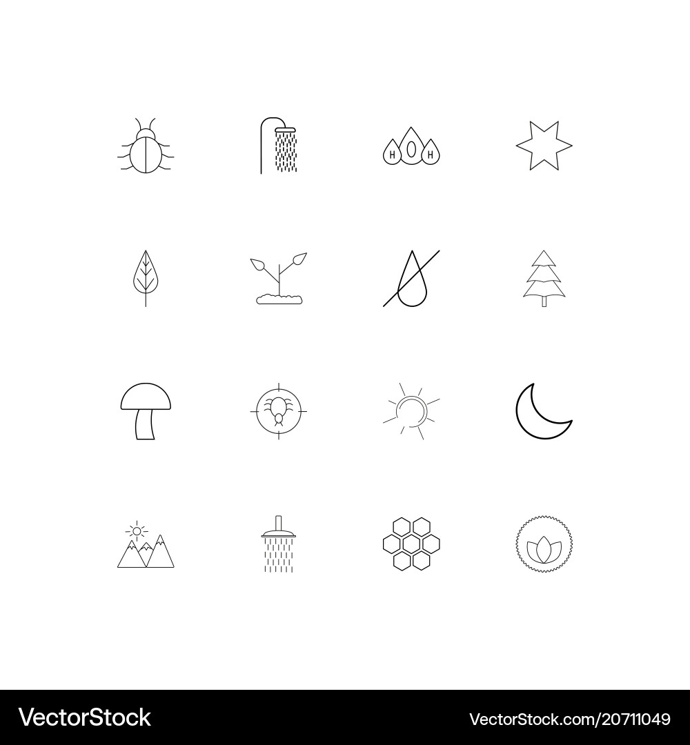 Nature simple linear icons set outlined Vector Image