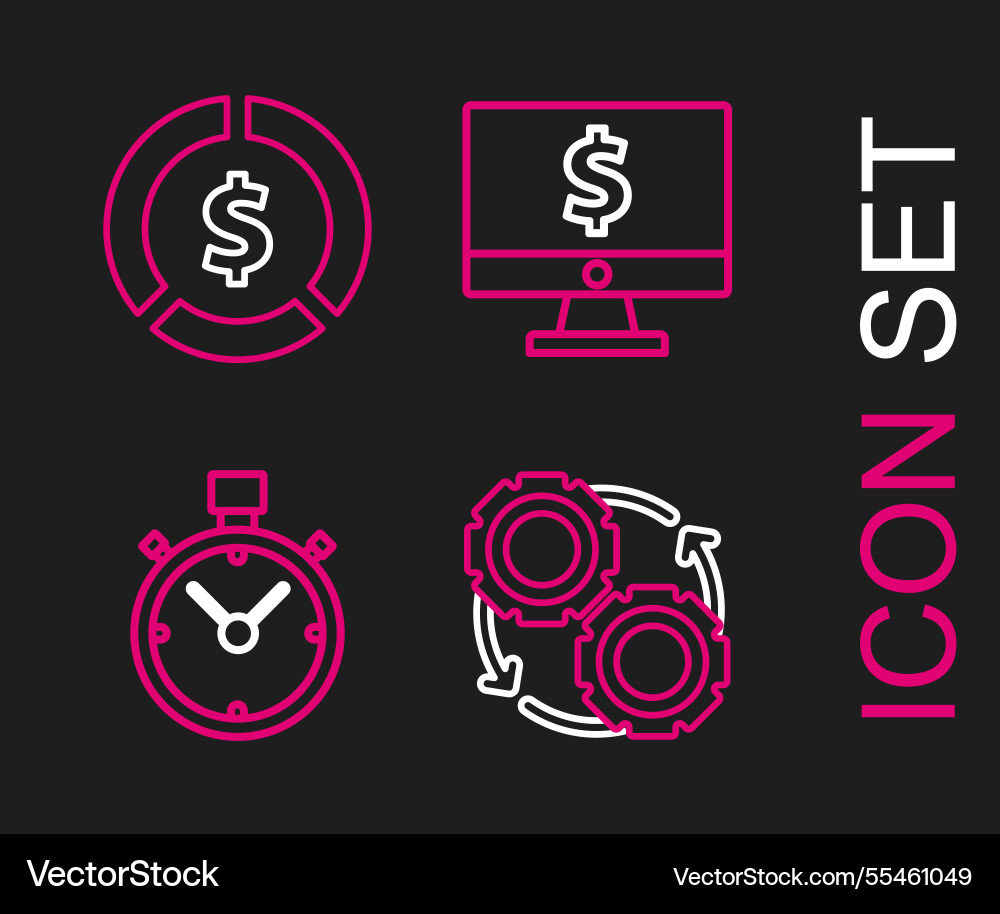 Set line gear and arrows as workflow process vector image