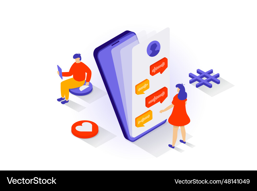 Social media concept in 3d isometric design Social media concept in 3d isometric design vector image