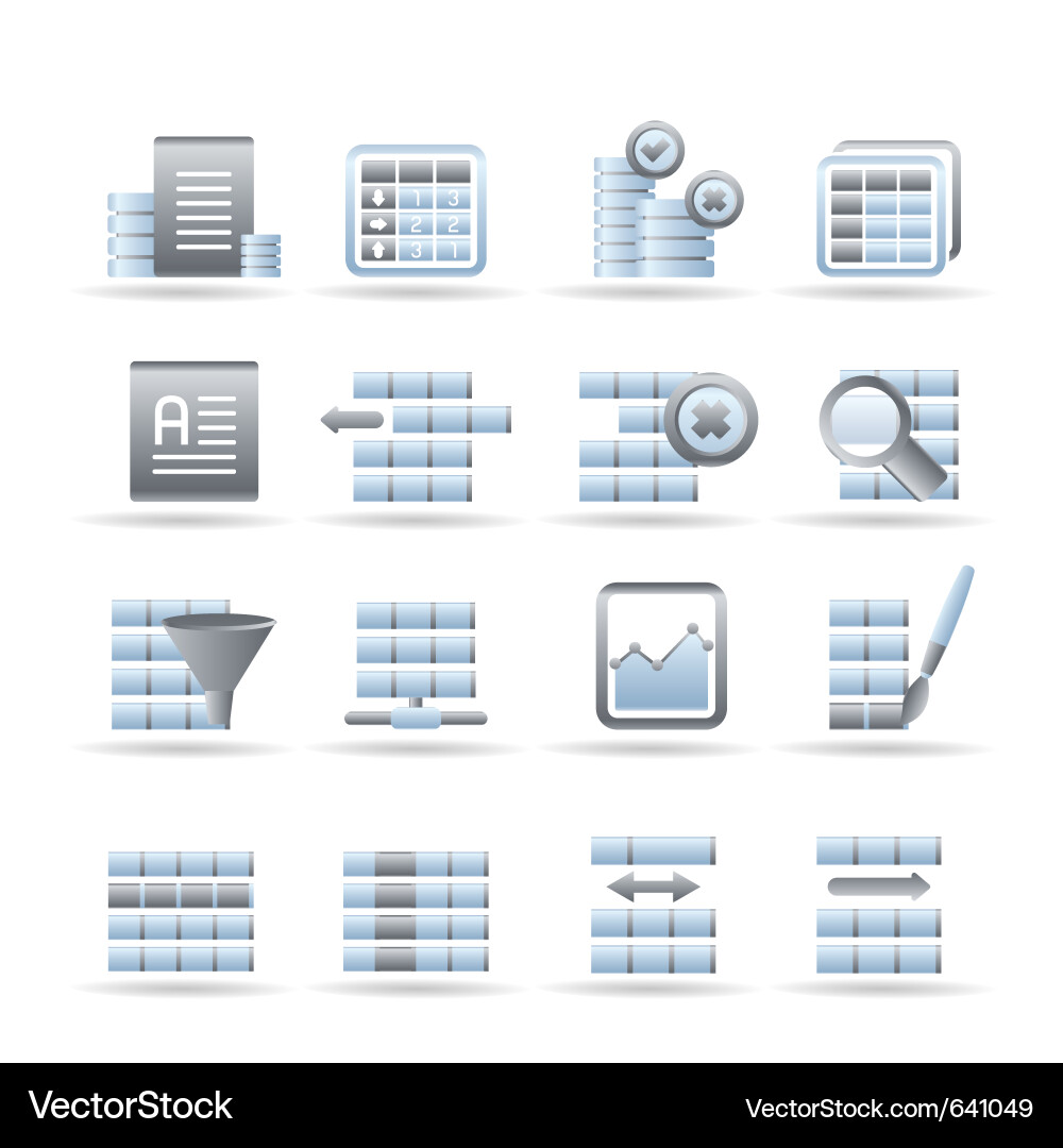 Table & Database Icon Set vector image