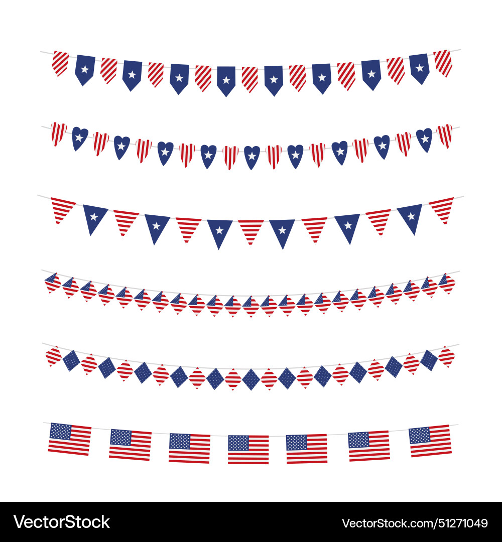 United states of america bunting flags set United states of america bunting flags set vector image