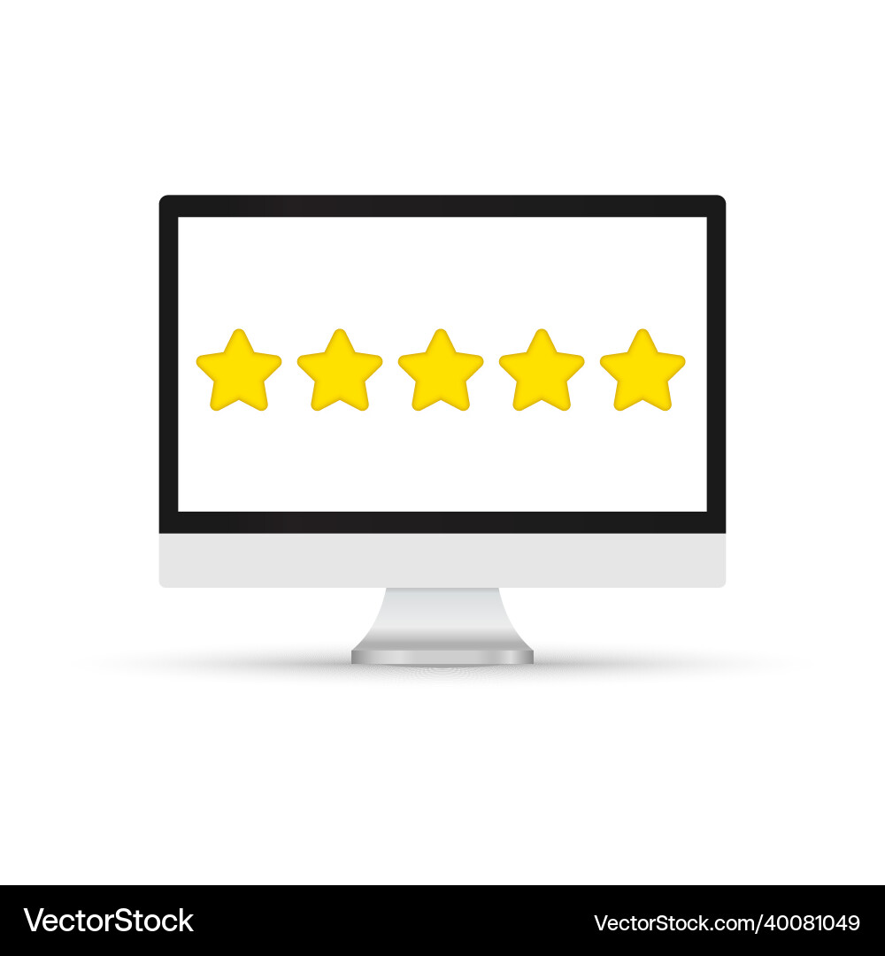 Website with five stars and computer screen Website with five stars and computer screen vector image