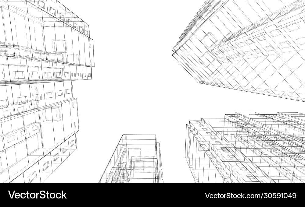 Wire-frame model a multi-storey building Wire-frame model a multi-storey building vector image