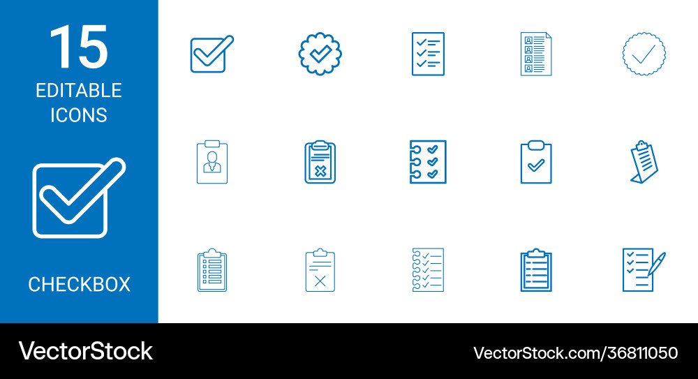 15 checkbox icons vector image